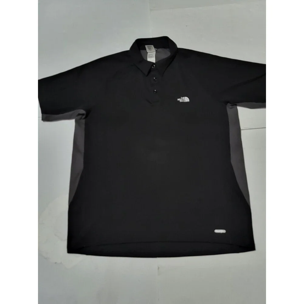 (#2) THE NORTH FACE MENS XL BLACK GREY POLO T SHIRT